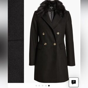 TOPSHOP Naomi Double Breasted Longline Coat Black Size 4